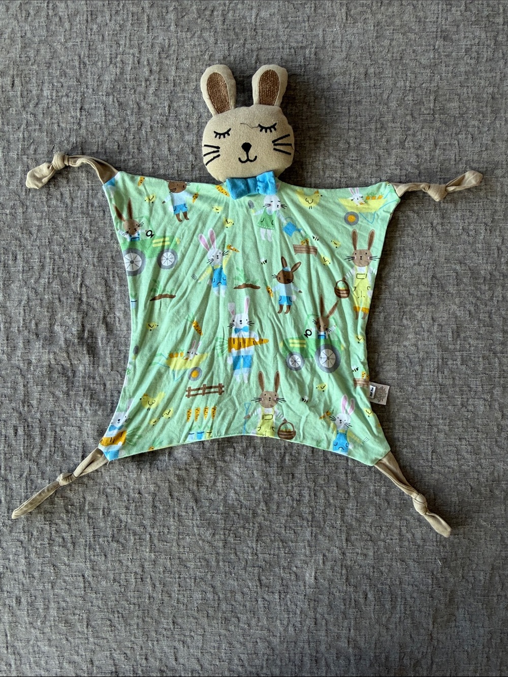 Little Sleepies Green Bunny Lovey with Beige Head